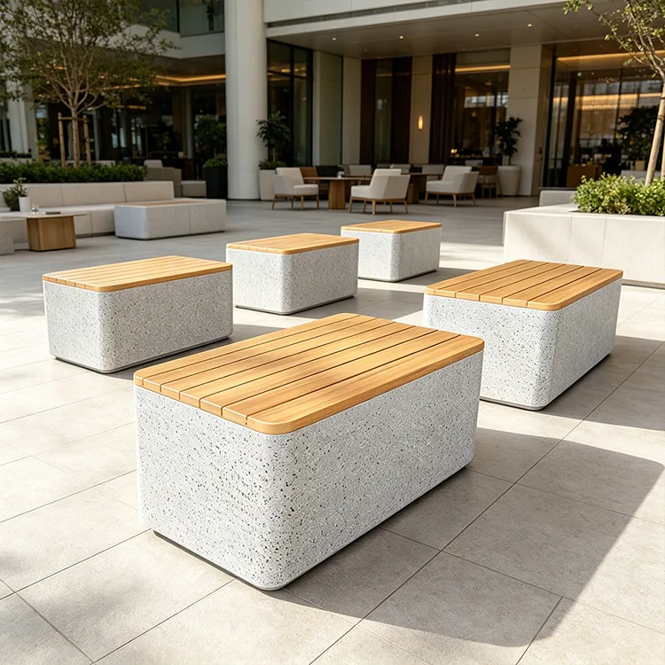 Kommerciel FRP Terrazzo Cube bænk