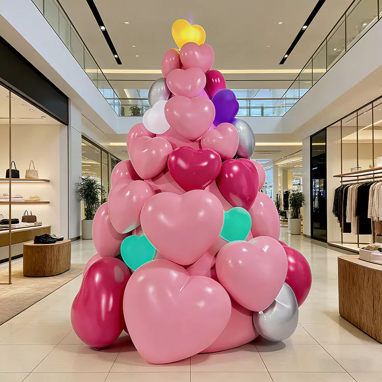 GRP hjerteformet stablet ballonskulptur