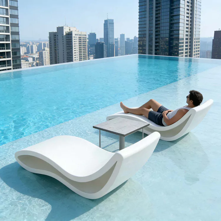Waterproof Fiberglass Poolside UV Resistant Outdoor Lounger